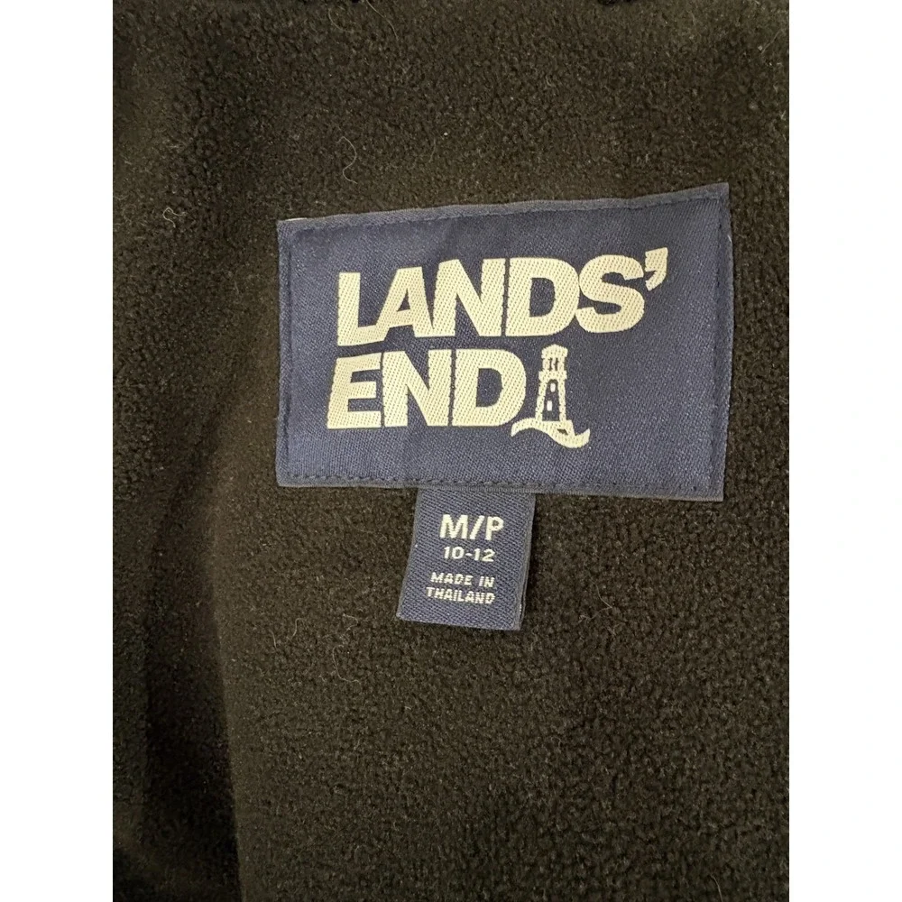 LANDS' END Squall Youth Parka Winter Coat w/ Hood Boys Size M 10-12 JACKET Black